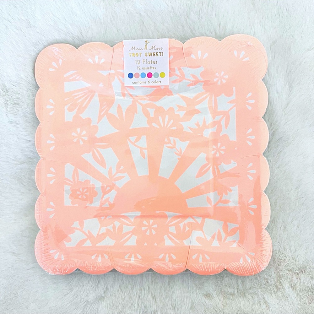MERI MERI 12 Medium Square Picado FIESTA Themed Party Disposable Paper Plates - Picture 4 of 5